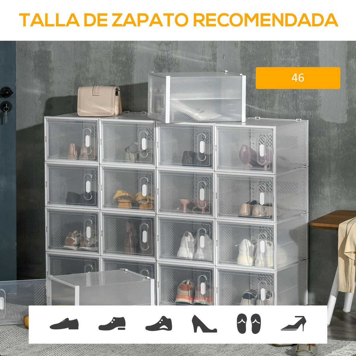 Pack de 18 cajas organizativas Homcom con puerta magnética 21x28x36 cm