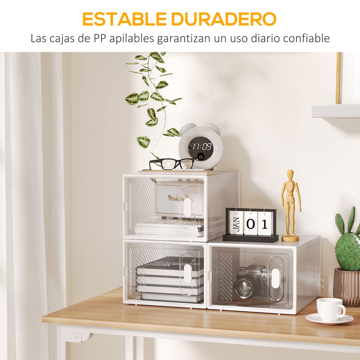 Pack de 18 cajas organizativas Homcom con puerta magnética 21x28x36 cm