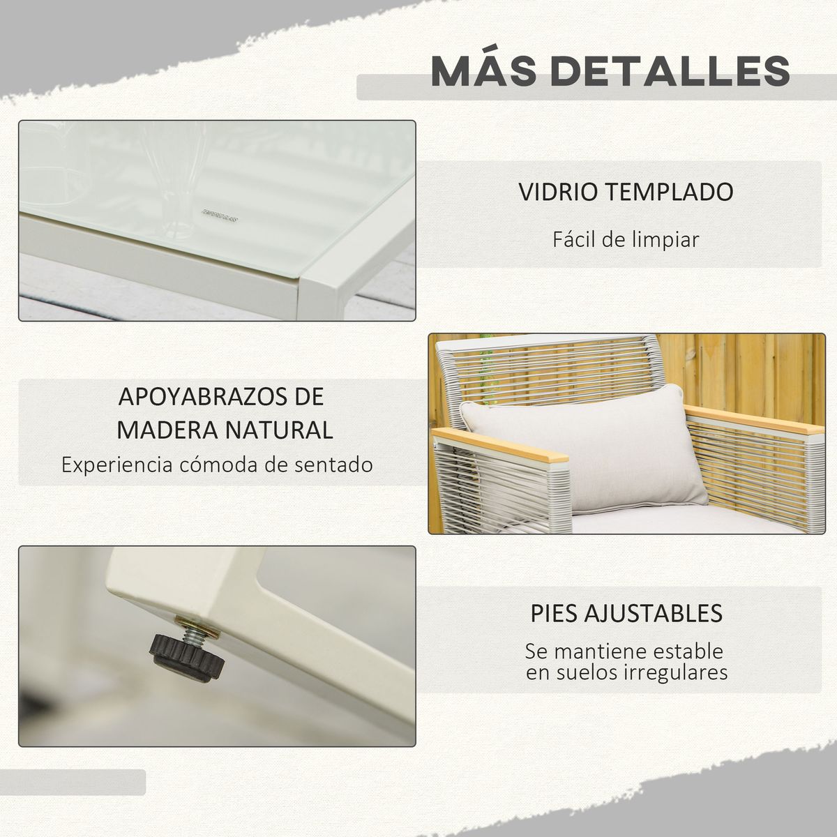 Conjunto de jardín Manicaragua Outsunny 4 piezas con cojines gris  6