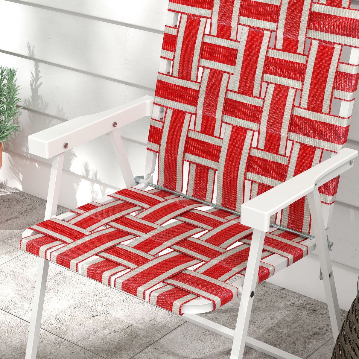 Pack de 2 sillas de playa Outsunny plegables 120kg rojo 94x57x57 cm asiento