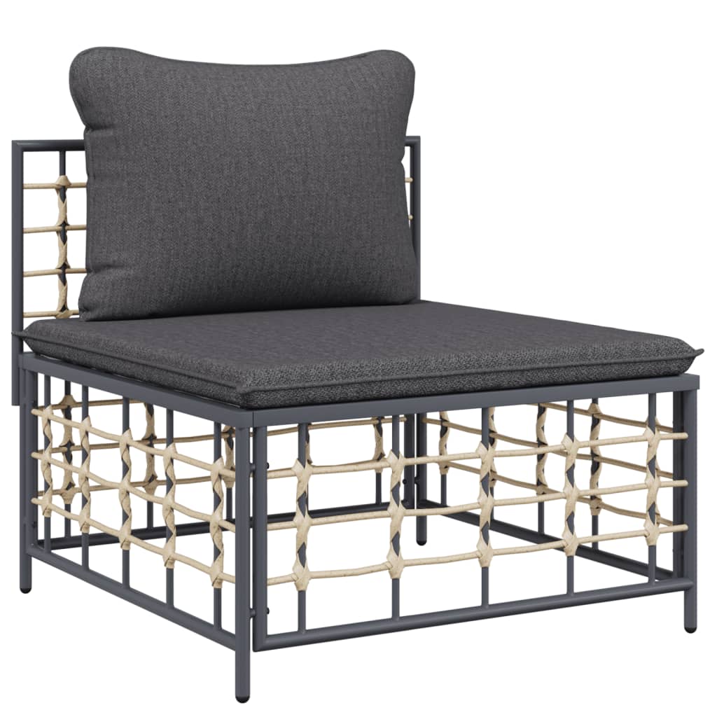 Conjunto de jardín Creta 3 piezas con cojines gris 80x212x72 cm 5