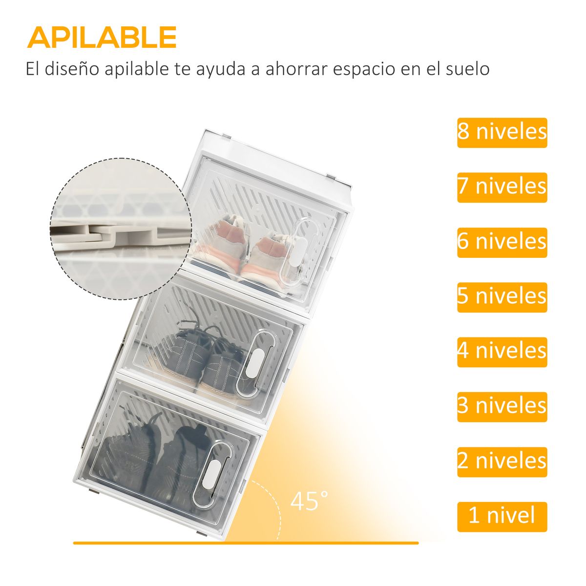 Pack de 8 cajas organizativas Homcom modulares 21x28x36 cm web