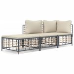 Conjunto de jardín Creta 3 piezas con cojines beige 80x212x72 cm 2