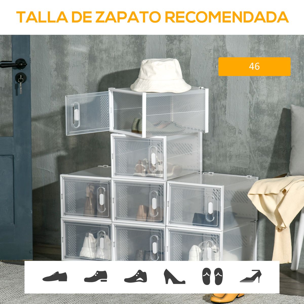 Pack de 8 cajas organizativas Homcom modulares 21x28x36 cm