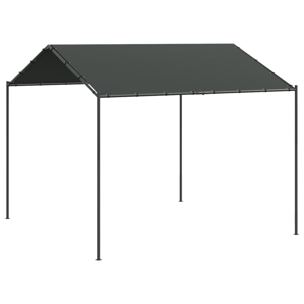 Carpa Palma acero y tela antracita 4x4 m fondo blanco
