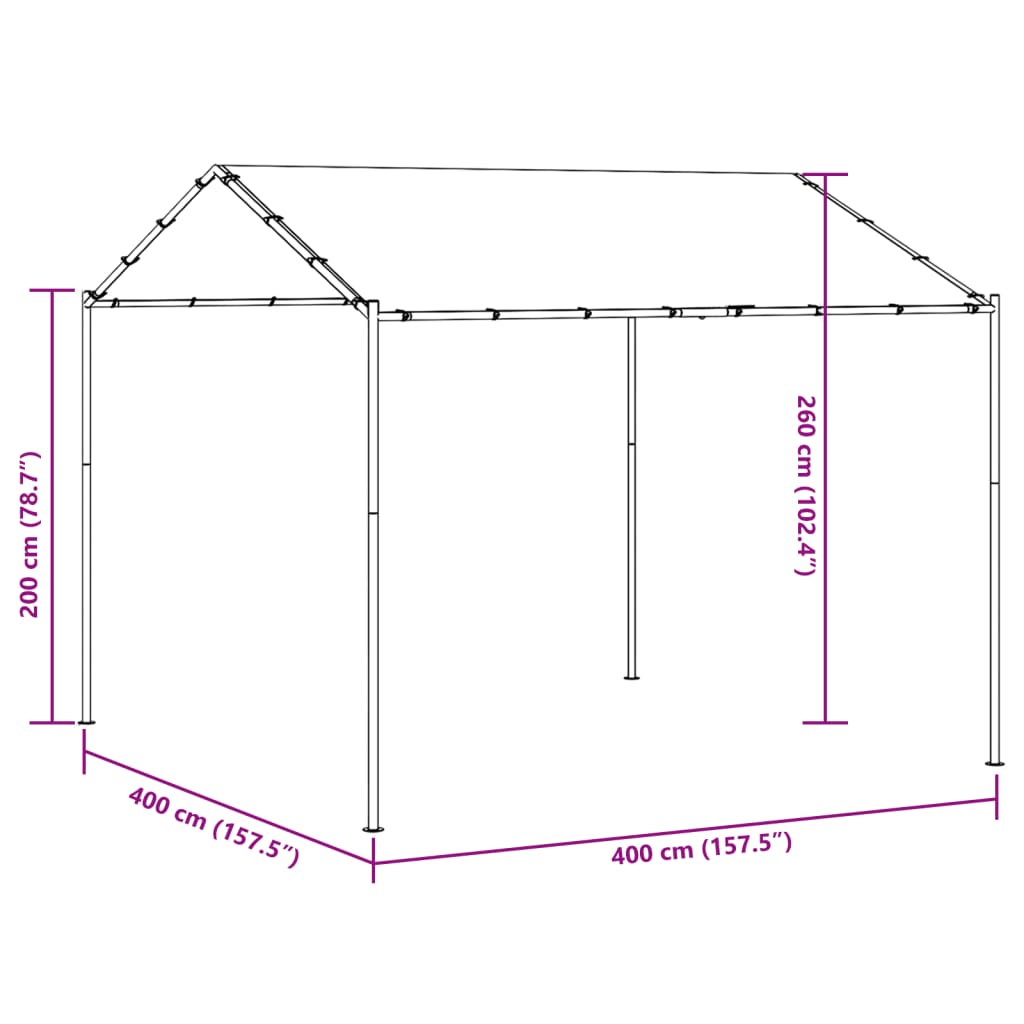 Carpa Palma acero y tela antracita 4x4 m