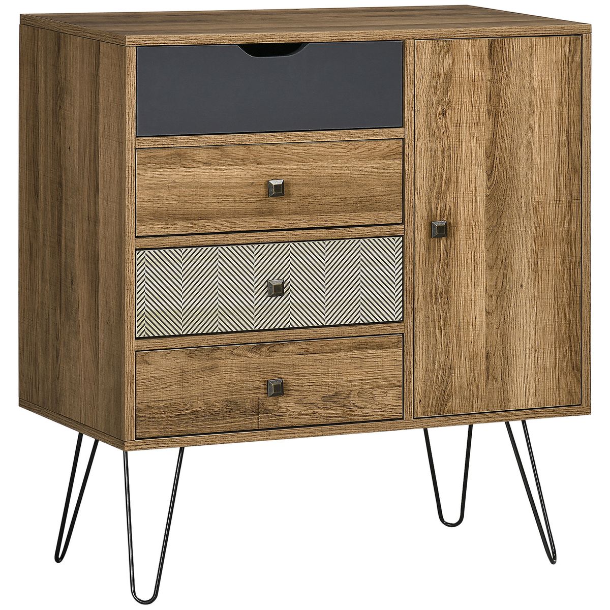 Cómoda Aveiro Homcom 4 cajones + armario marrón 86x79x39 cm fondo blanco