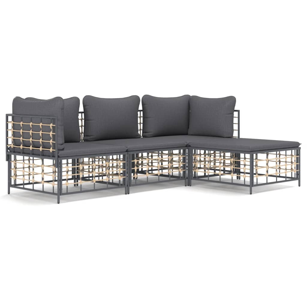Conjunto de jardín Rafaella 4 piezas gris oscuro 80x214x142 cm fondo blanco