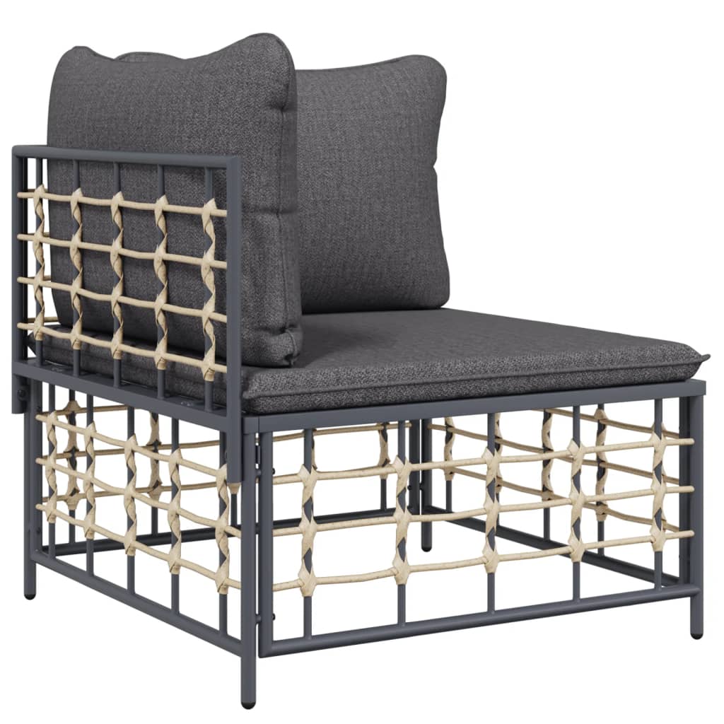 Conjunto de jardín Rafaella 4 piezas gris oscuro 80x214x142 cm esquinero