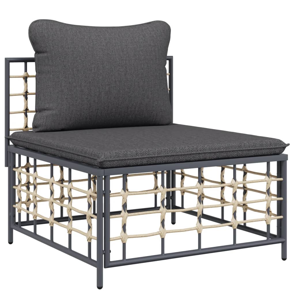 Conjunto de jardín Rafaella 4 piezas gris oscuro 80x214x142 cm sofa central