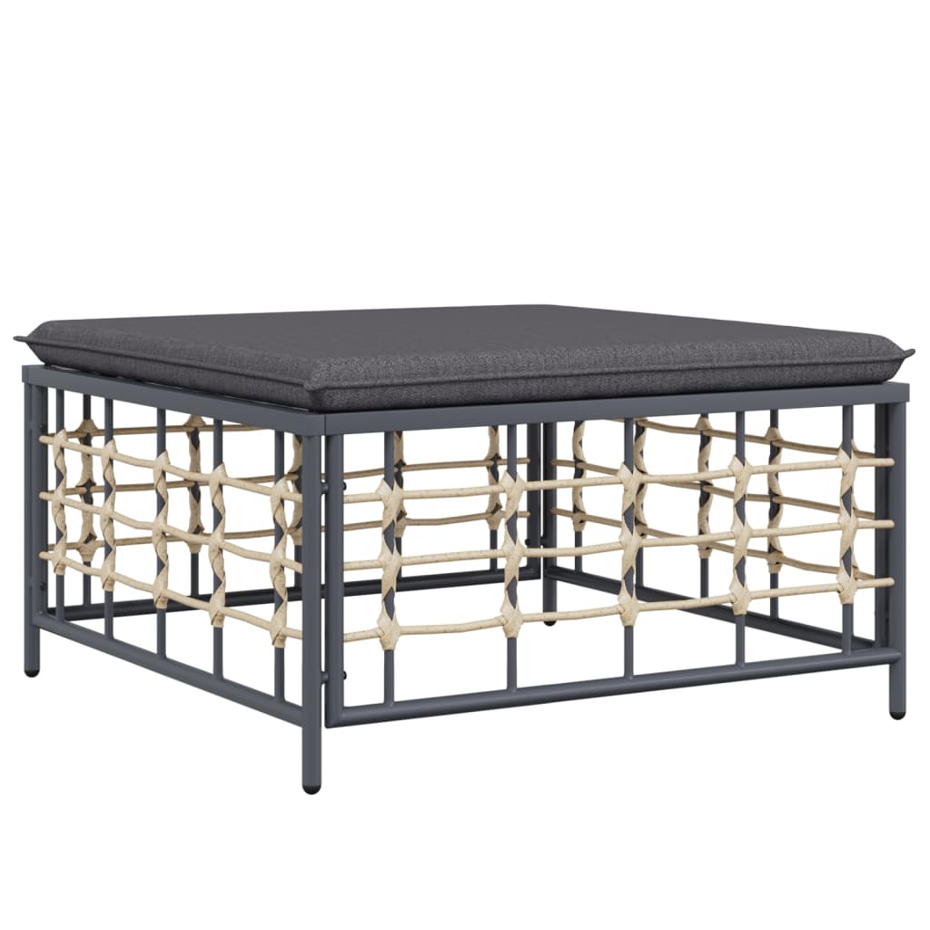 Conjunto de jardín Rafaella 4 piezas gris oscuro 80x214x142 cm reposapies
