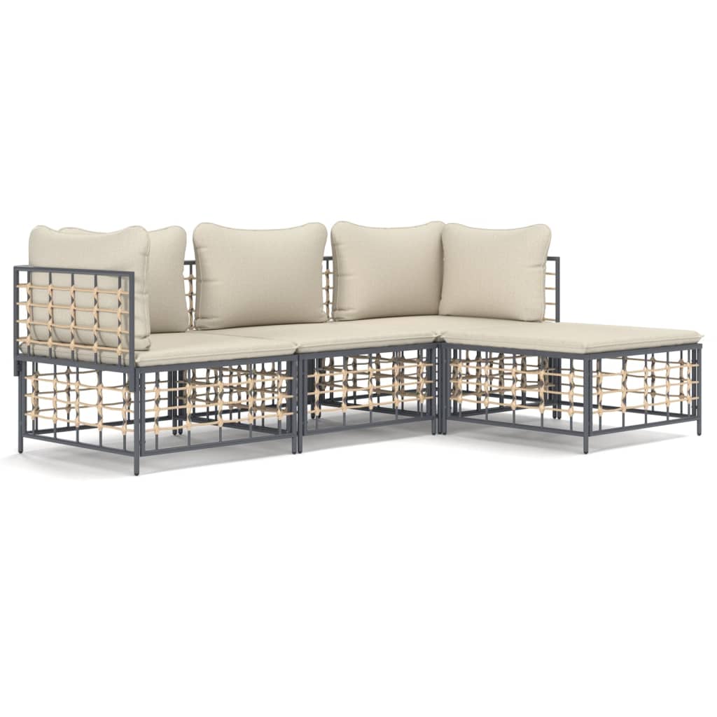 Conjunto de jardín Rafaella 4 piezas beige 80x214x142 cm fondo blanco