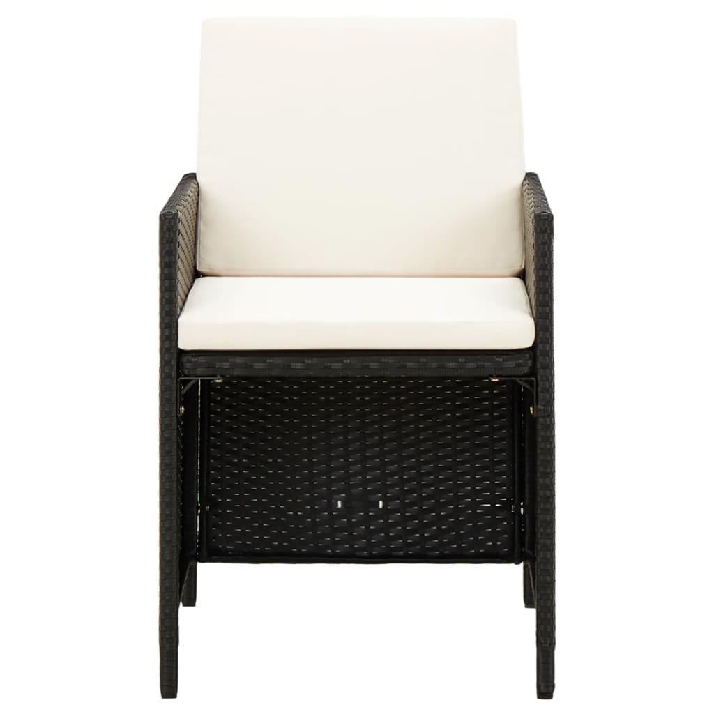 Conjunto de jardín Huanchaco 2 sillones + 2 taburetes ratán PE negro 3