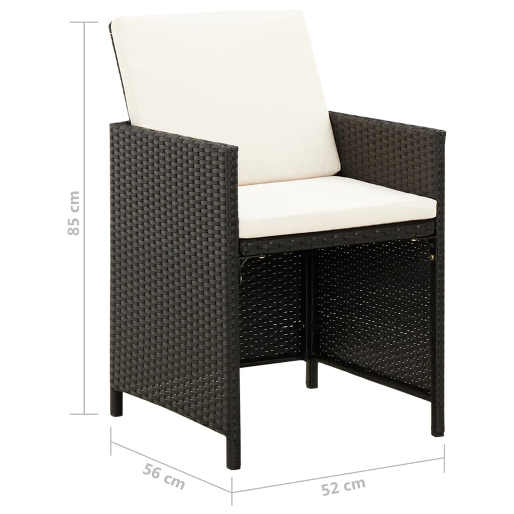 Conjunto de jardín Huanchaco 2 sillones + 2 taburetes ratán PE negro 10