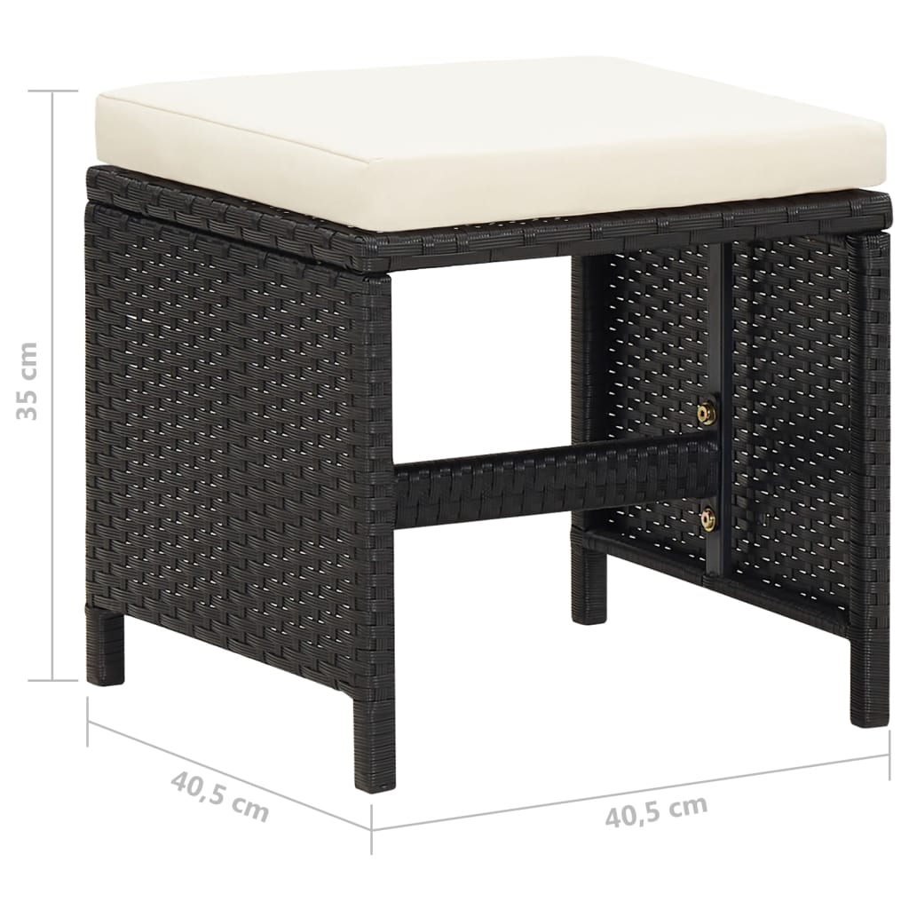 Conjunto de jardín Huanchaco 2 sillones + 2 taburetes ratán PE negro 11