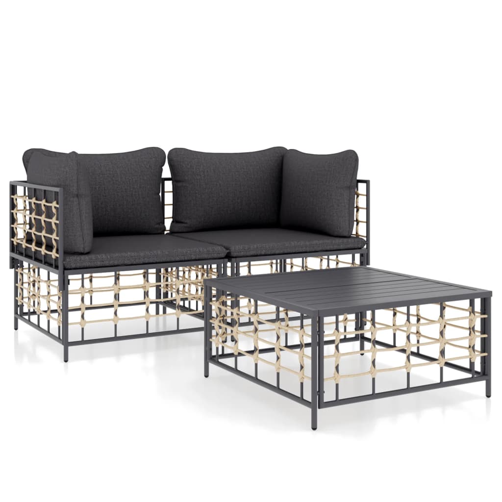 Conjunto de jardín Laos 2 sillones + mesa gris  2