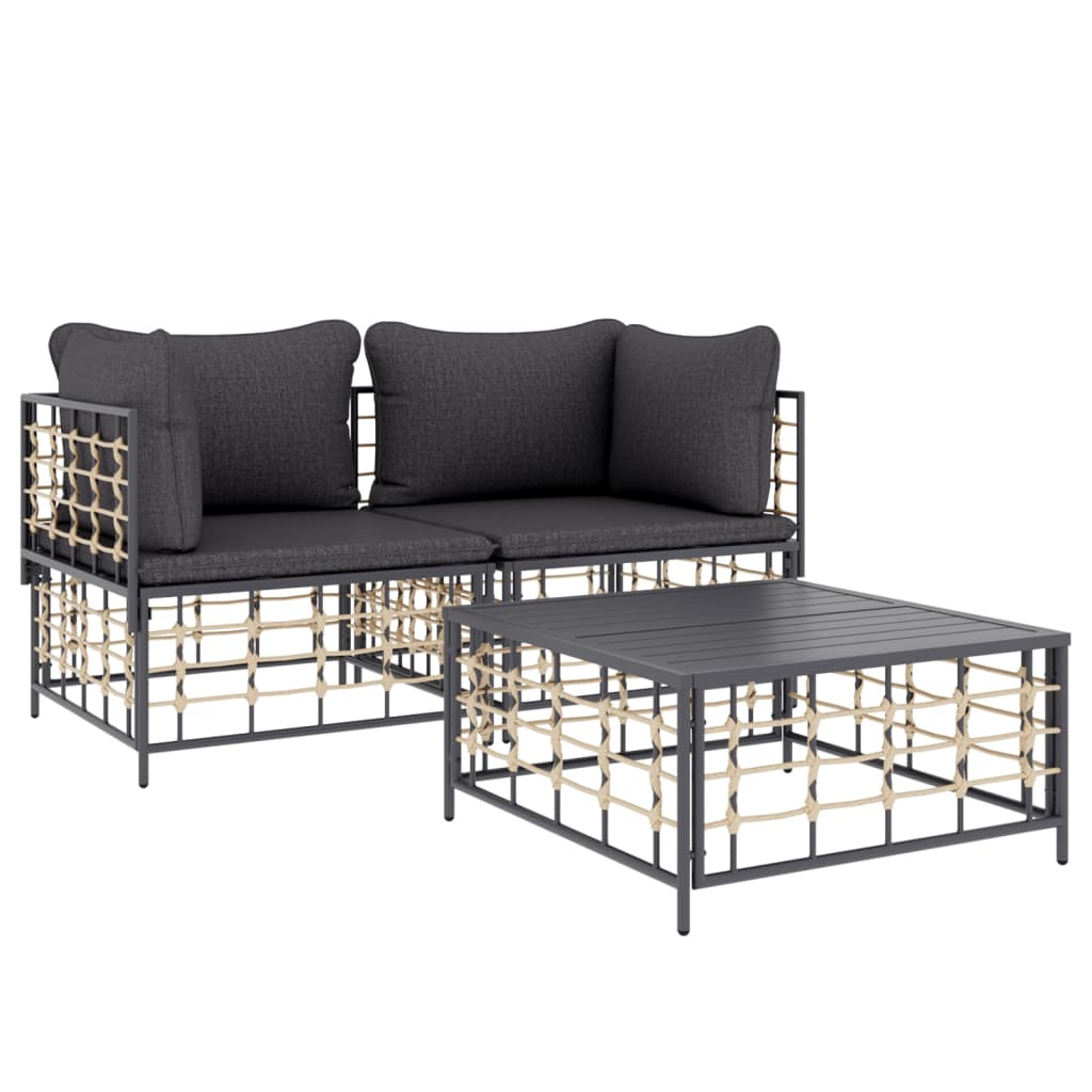 Conjunto de jardín Laos 2 sillones + mesa gris  3