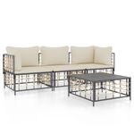 Conjunto de jardín Mosc 4 piezas con mesa de centro beige