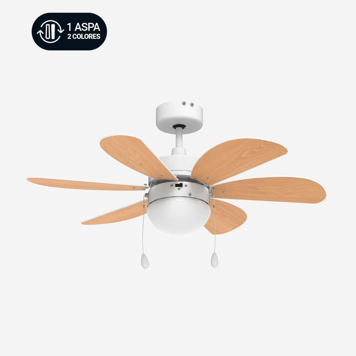 Ventilador de techo Geneva 6030W Universal Blue 50W 6 aspas reversibles blanco/natural Ø76 cm