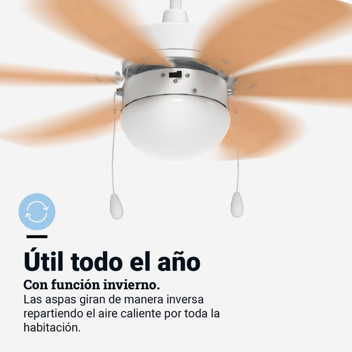 Ventilador de techo Geneva 6030W Universal Blue 50W 6 aspas reversibles blanco/natural Ø76 cm 4