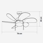 Ventilador de techo Geneva 6030W Universal Blue 50W 6 aspas reversibles blanco/natural Ø76 cm medidas