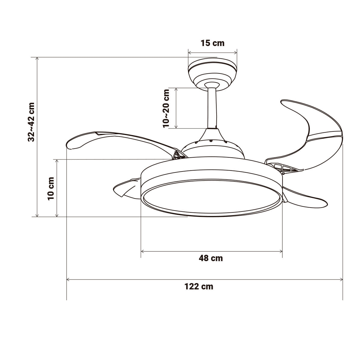 Ventilador de techo Kaus 7048WD Universal Blue 64W aspas retráctiles WiFi blanco/natural Ø122 cm 3