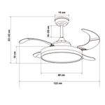 Ventilador de techo Kaus 7048WD Universal Blue 64W aspas retráctiles WiFi blanco/natural Ø122 cm 3