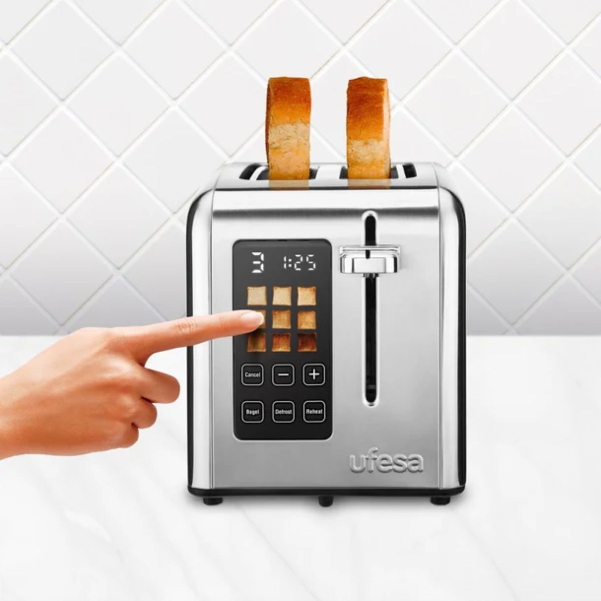 Tostador-Ufesa-Perfect-Toaster-950W-2-ranuras-plata-pantalla-digital