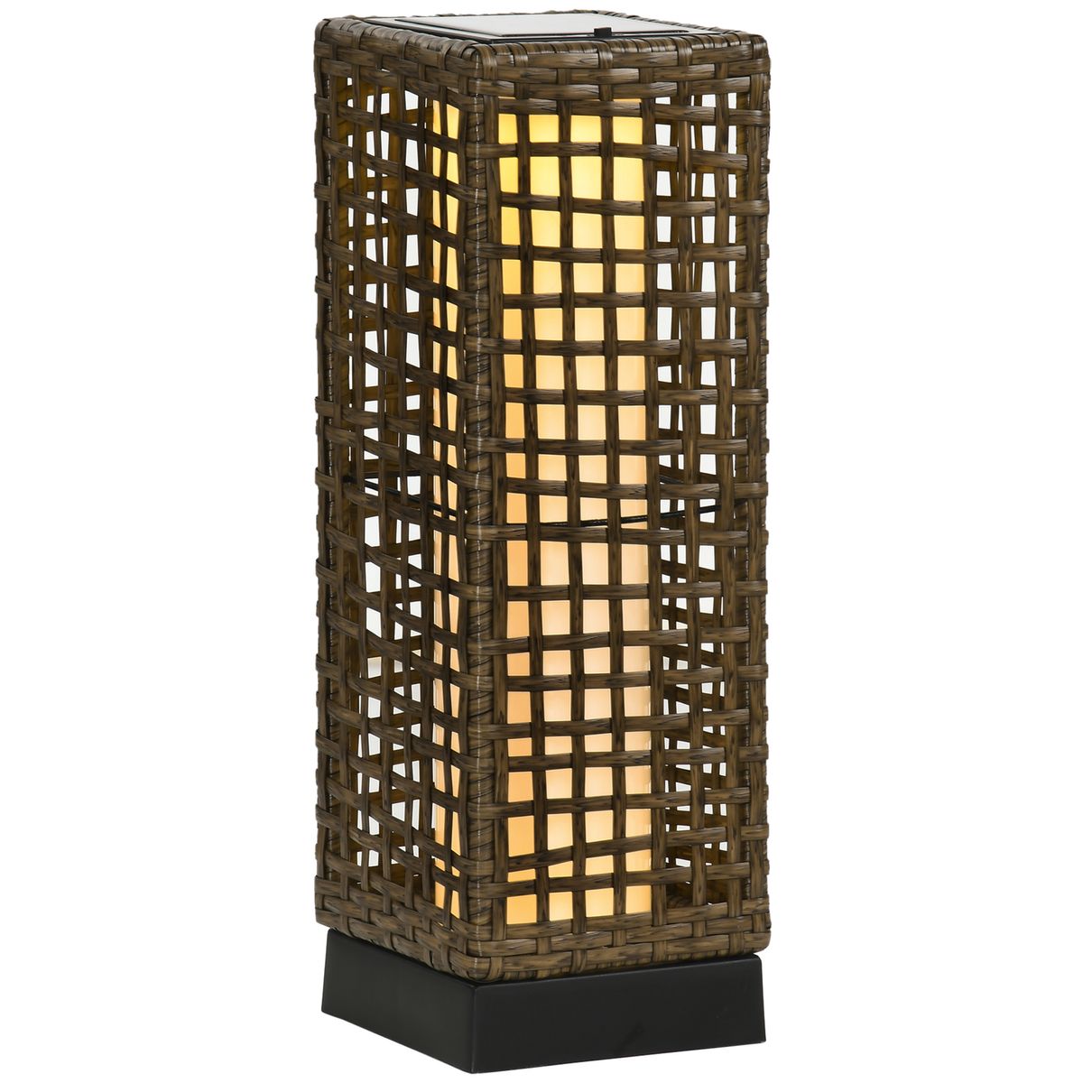 Lámpara solar Hawai Outsunny luces LED exterior marrón 46x15,5x15,5 cm