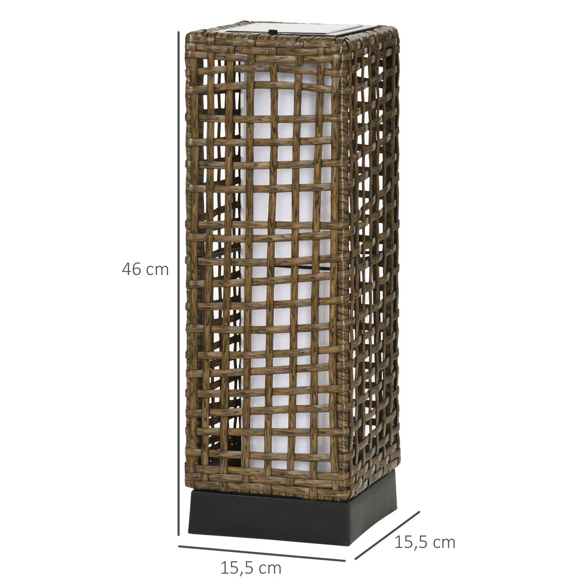 Lámpara solar Hawai Outsunny luces LED exterior marrón 46x15,5x15,5 cm
