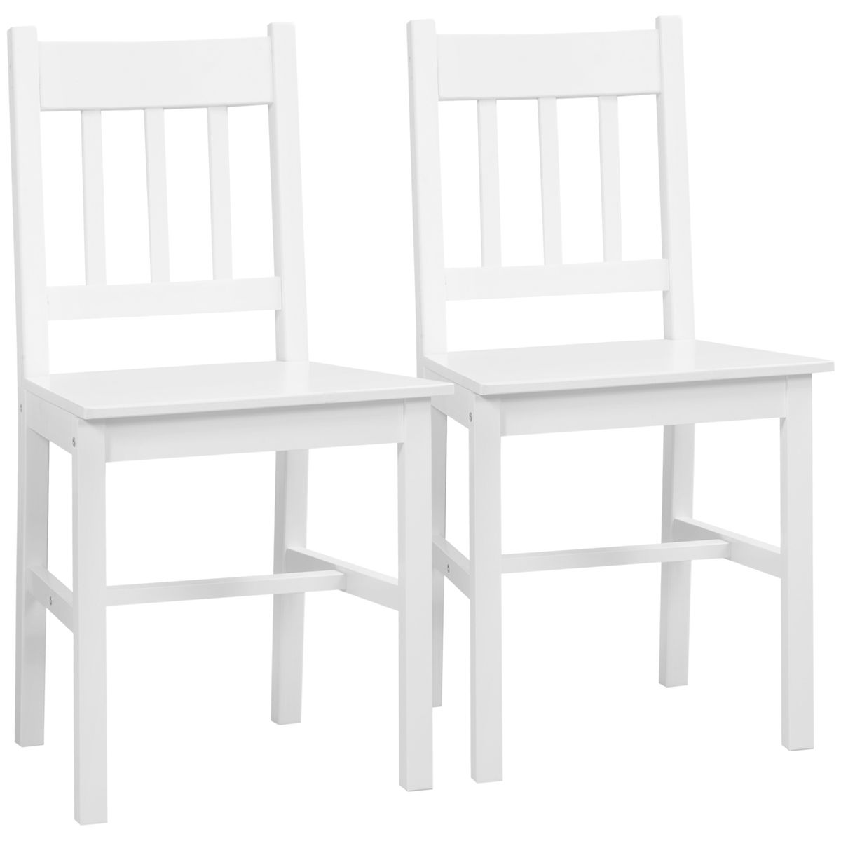 Pack de 2 sillas Lanzarote Homcom madera de pino blanco 85,5x41x46,5 cm pack