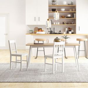 Pack de 2 sillas Lanzarote Homcom madera de pino blanco 85,5x41x46,5 cm
