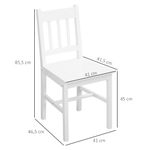 Pack de 2 sillas Lanzarote Homcom madera de pino blanco 85,5x41x46,5 cm medidas