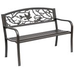 Banco de jardín Road Outsunny respaldo + reposabrazos marrón 240kg 85x127x60 cm fondo blanco