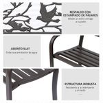 Banco de jardín Road Outsunny respaldo + reposabrazos marrón 240kg 85x127x60 cm detalles