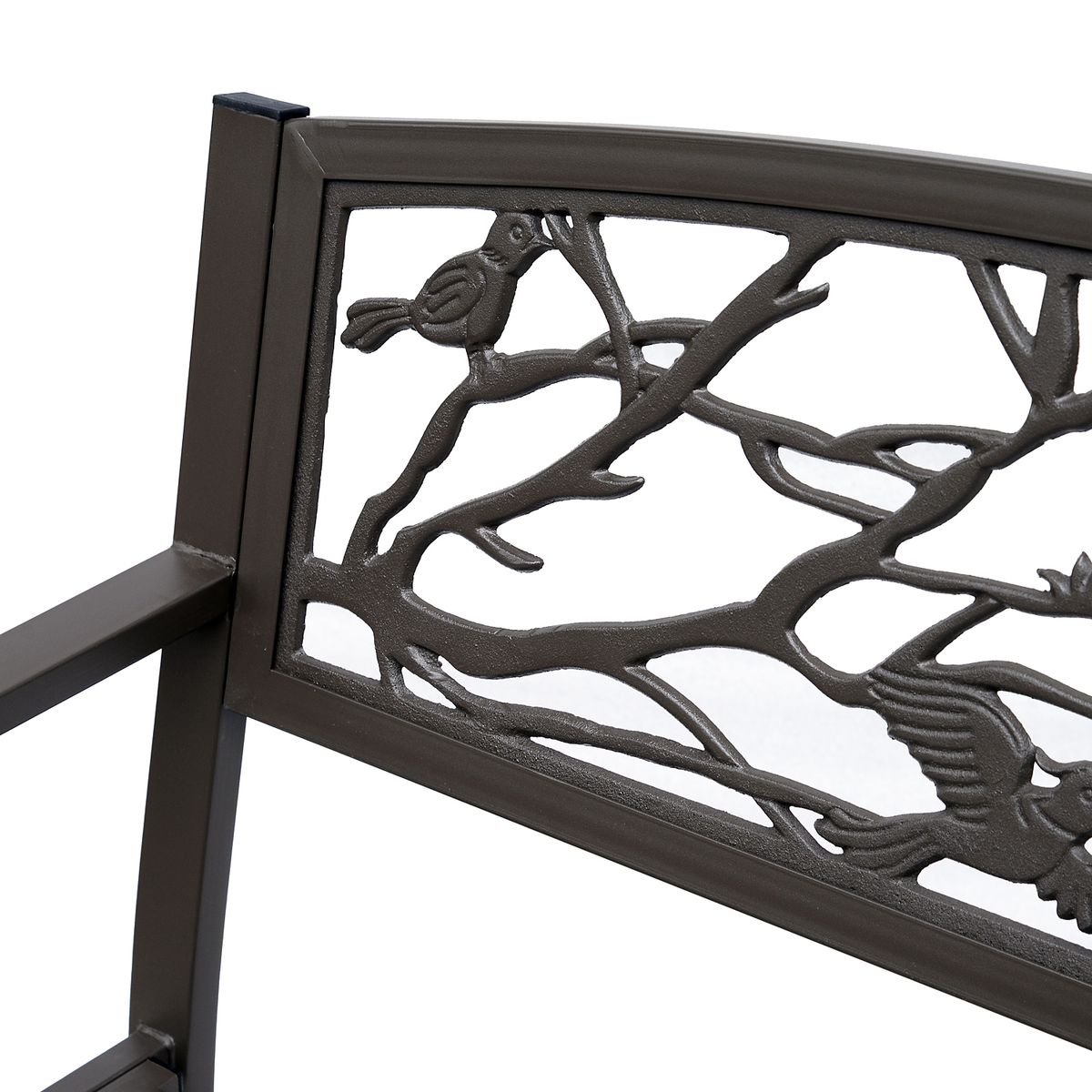 Banco de jardín Road Outsunny respaldo + reposabrazos marrón 240kg 85x127x60 cm respaldo