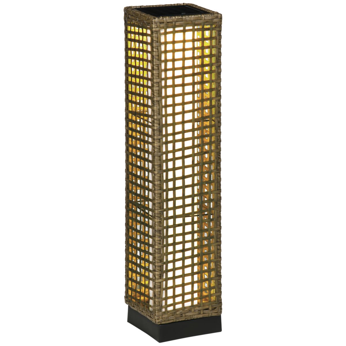 Lámpara solar Palapa Outsunny luces LED 2500K exterior marrón 69x15,5x15,5 cm fondo blanco