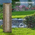 Lámpara solar Palapa Outsunny luces LED 2500K exterior marrón 69x15,5x15,5 cm