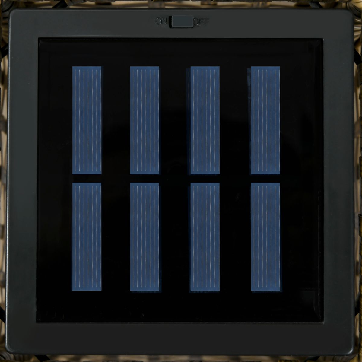 Lámpara solar Palapa Outsunny luces LED 2500K exterior marrón 69x15,5x15,5 cm panel solar