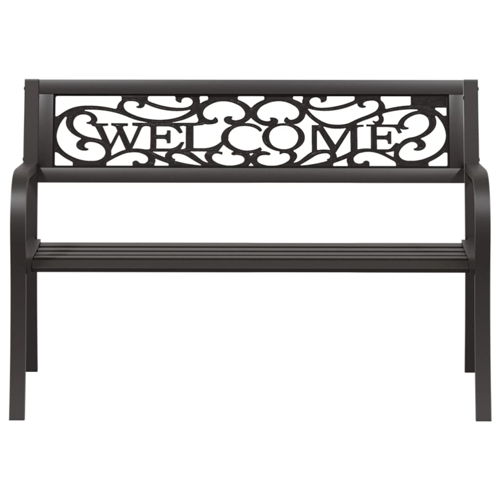 Banco de jardín Welcome acero negro 77x125x53 cm frontal