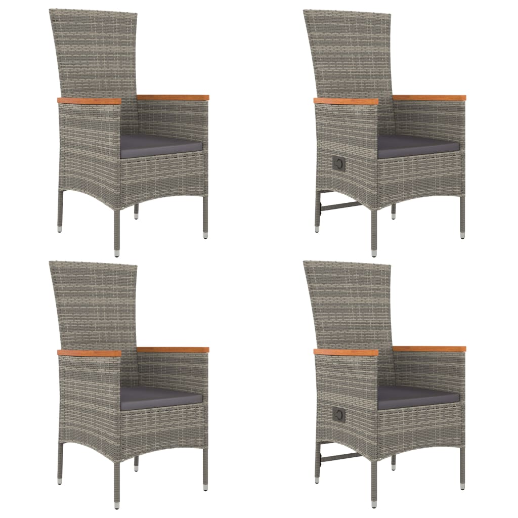 Conjunto de jardín 4 sillas + mesa con cojines gris 4 sillas