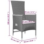 Conjunto de jardín 4 sillas + mesa con cojines gris medidas