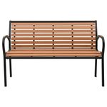 Banco de jardín Kok 2 plazas negro/marrón 81x116x59 cm frontal