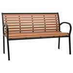 Banco de jardín Kok 2 plazas negro/marrón 81x116x59 cm lateral