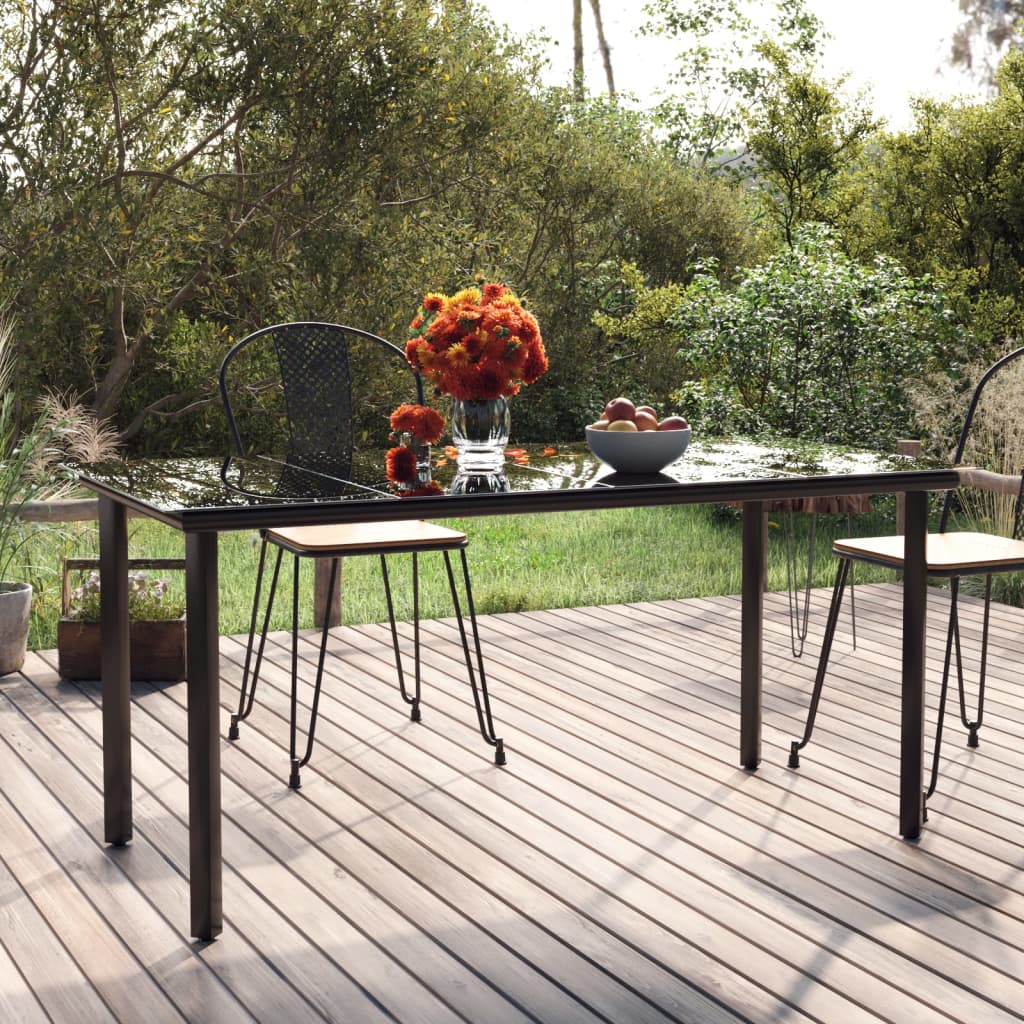 Mesa de exterior Carlo vidrio negro 74x160x80 cm animada