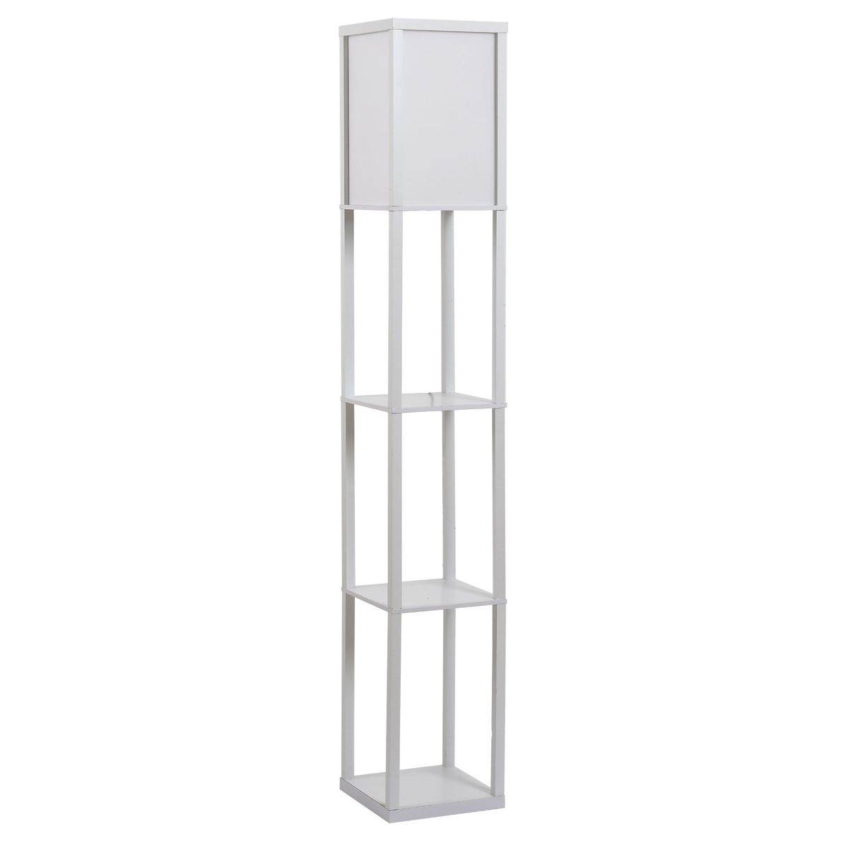 Lámpara de pie Kasama Homcom con 3 estantes blanco 160x26x26 cm fondo blanco