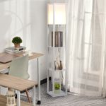 Lámpara de pie Kasama Homcom con 3 estantes blanco 160x26x26 cm animada