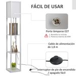 Lámpara de pie Kasama Homcom con 3 estantes blanco 160x26x26 cm
