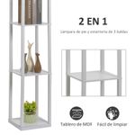 Lámpara de pie Kasama Homcom con 3 estantes blanco 160x26x26 cm