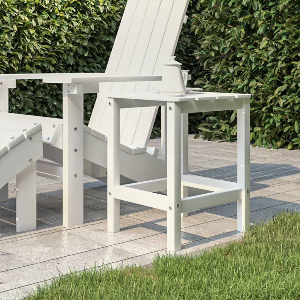 Mesa de jardín Adirondack auxiliar blanco 46x38x38 cm animada